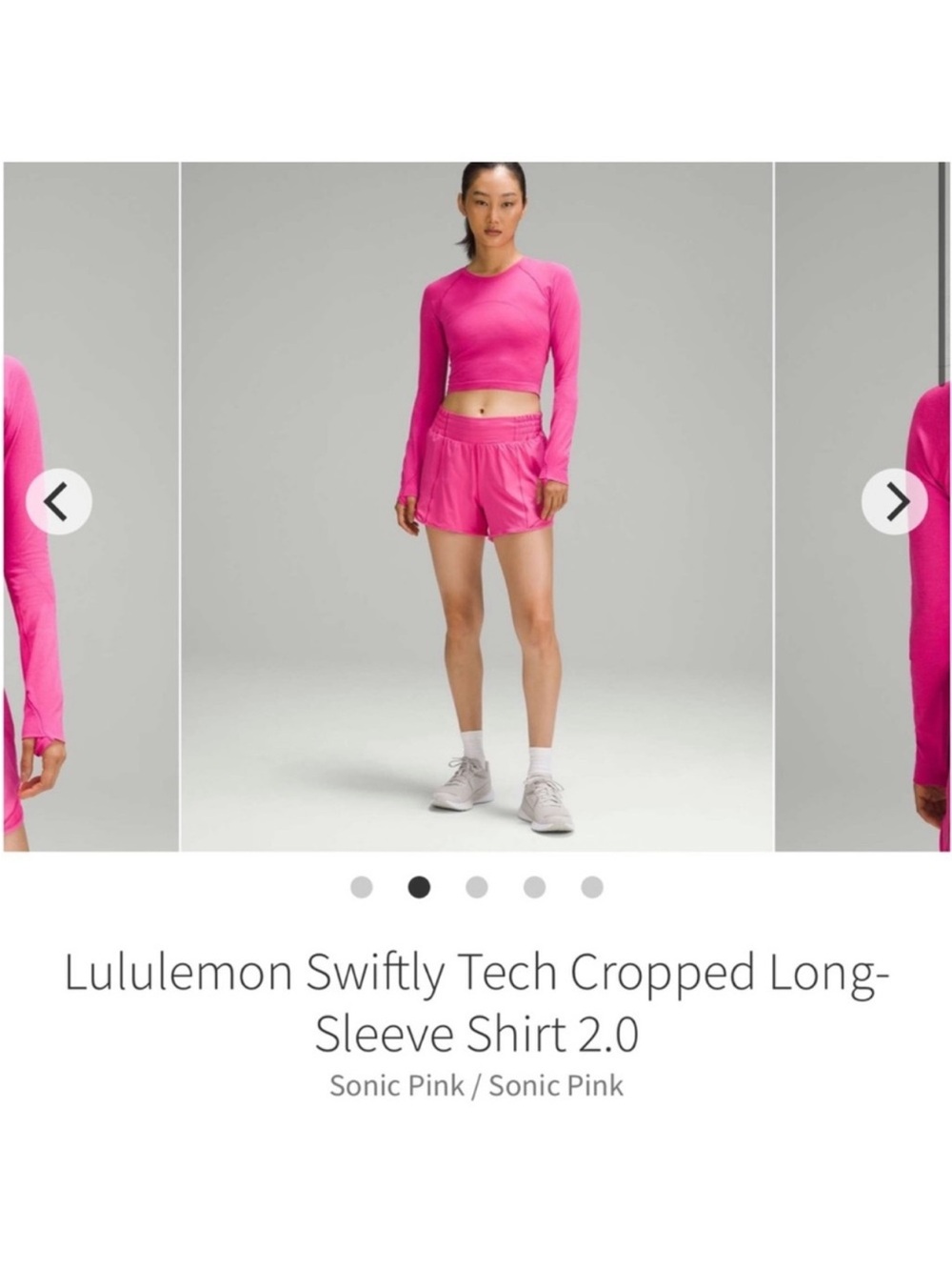 Lululemon Swiftly Tech cropped Long Sleeve Shirt 2.0 Sonic Pink Sz 4